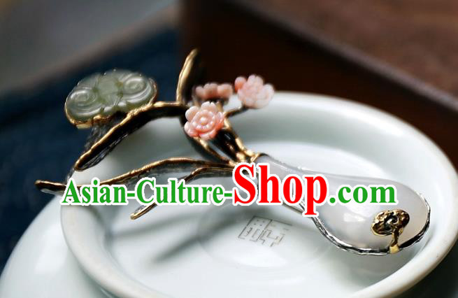 Handmade China Jade Accessories Traditional Brooch Pendant National Women Silver Jewelry Handmade China Jade Accessories Traditional Brooch Pendant National Women Silver Jewelry