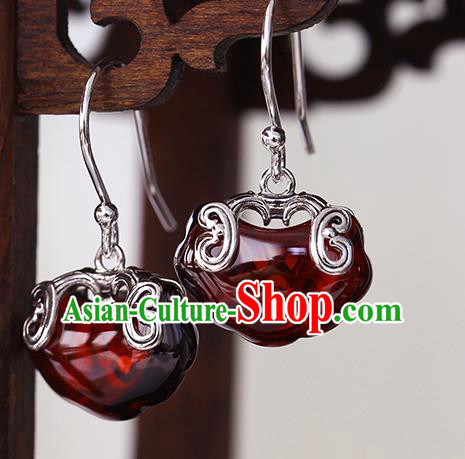 Handmade Chinese Silver Ear Cheongsam Garnet Earrings Traditional Jewelry Accessories Handmade Chinese Silver Ear Cheongsam Garnet Earrings Traditional Jewelry Accessories