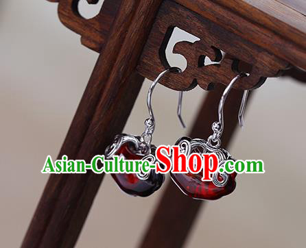 Handmade Chinese Silver Ear Cheongsam Garnet Earrings Traditional Jewelry Accessories Handmade Chinese Silver Ear Cheongsam Garnet Earrings Traditional Jewelry Accessories