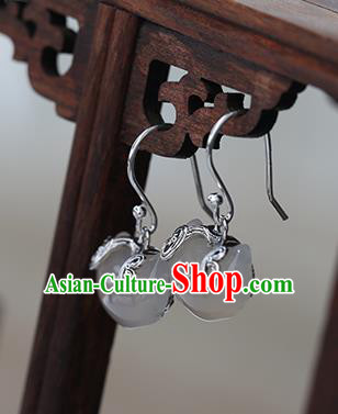 Handmade Chinese Cheongsam White Chalcedony Earrings Traditional Accessories Silver Ear Jewelry Handmade Chinese Cheongsam White Chalcedony Earrings Traditional Accessories Silver Ear Jewelry