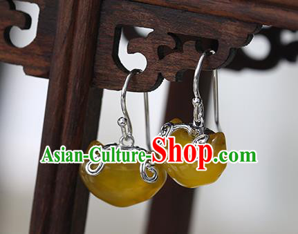 Handmade Chinese Traditional Accessories Silver Ear Jewelry Cheongsam Citrine Earrings Handmade Chinese Traditional Accessories Silver Ear Jewelry Cheongsam Citrine Earrings