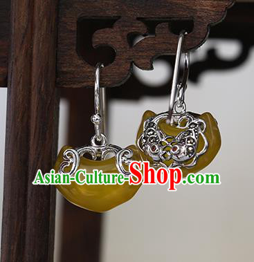 Handmade Chinese Traditional Accessories Silver Ear Jewelry Cheongsam Citrine Earrings Handmade Chinese Traditional Accessories Silver Ear Jewelry Cheongsam Citrine Earrings