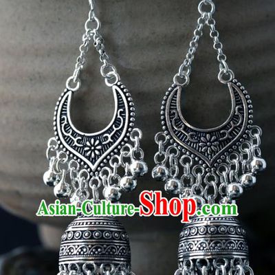 Handmade Chinese Traditional Silver Ear Jewelry Accessories Ethnic Earrings