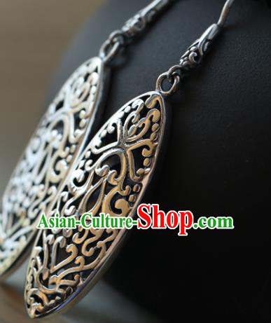 Handmade Chinese Ethnic Earrings Traditional Silver Carving Ear Jewelry Accessories Handmade Chinese Ethnic Earrings Traditional Silver Carving Ear Jewelry Accessories