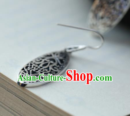 Handmade Chinese Ethnic Earrings Traditional Silver Carving Ear Jewelry Accessories Handmade Chinese Ethnic Earrings Traditional Silver Carving Ear Jewelry Accessories