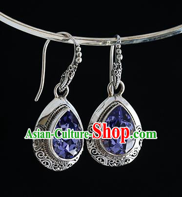 Handmade Chinese Traditional Silver Ear Jewelry Eardrop Accessories Amethyst Earrings Handmade Chinese Traditional Silver Ear Jewelry Eardrop Accessories Amethyst Earrings
