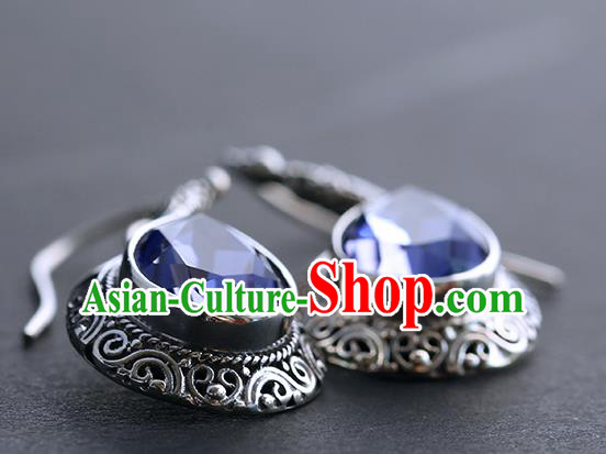 Handmade Chinese Traditional Silver Ear Jewelry Eardrop Accessories Amethyst Earrings Handmade Chinese Traditional Silver Ear Jewelry Eardrop Accessories Amethyst Earrings