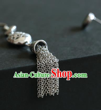 Handmade Chinese Classical Silver Tassel Earrings Traditional Ear Jewelry Hollowed Eardrop Accessories Handmade Chinese Classical Silver Tassel Earrings Traditional Ear Jewelry Hollowed Eardrop Accessories