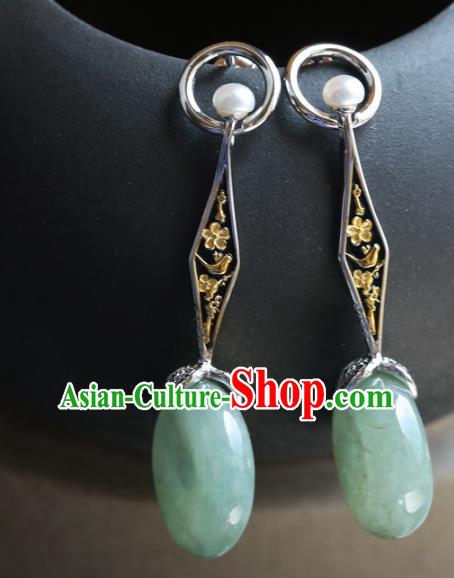 Handmade Chinese Traditional Jade Ear Jewelry Eardrop Accessories Classical Cheongsam Silver Earrings Handmade Chinese Traditional Jade Ear Jewelry Eardrop Accessories Classical Cheongsam Silver Earrings