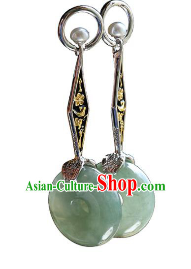 Handmade Chinese Traditional Jade Ear Jewelry Eardrop Accessories Classical Cheongsam Silver Earrings Handmade Chinese Traditional Jade Ear Jewelry Eardrop Accessories Classical Cheongsam Silver Earrings