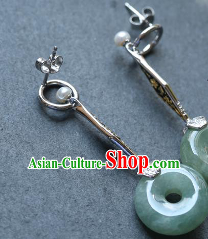 Handmade Chinese Traditional Jade Ear Jewelry Eardrop Accessories Classical Cheongsam Silver Earrings Handmade Chinese Traditional Jade Ear Jewelry Eardrop Accessories Classical Cheongsam Silver Earrings