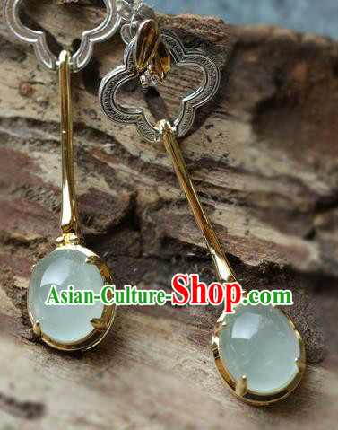 Handmade Chinese Classical Cheongsam Earrings Chalcedony Eardrop Accessories Traditional Spar Ear Jewelry Handmade Chinese Classical Cheongsam Earrings Chalcedony Eardrop Accessories Traditional Spar Ear Jewelry