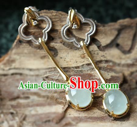 Handmade Chinese Classical Cheongsam Earrings Chalcedony Eardrop Accessories Traditional Spar Ear Jewelry Handmade Chinese Classical Cheongsam Earrings Chalcedony Eardrop Accessories Traditional Spar Ear Jewelry