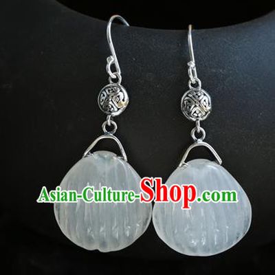 Handmade Chinese Traditional Quartz Ear Jewelry Eardrop Accessories Classical Cheongsam Silver Earrings