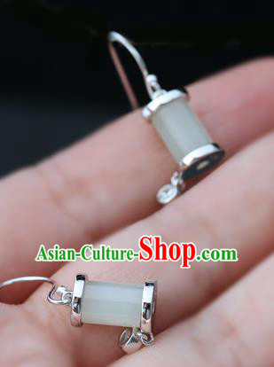 Handmade Chinese Silver Eardrop Accessories Classical Cheongsam Earrings Traditional Jade Ear Jewelry Handmade Chinese Silver Eardrop Accessories Classical Cheongsam Earrings Traditional Jade Ear Jewelry