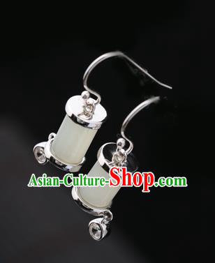 Handmade Chinese Silver Eardrop Accessories Classical Cheongsam Earrings Traditional Jade Ear Jewelry Handmade Chinese Silver Eardrop Accessories Classical Cheongsam Earrings Traditional Jade Ear Jewelry