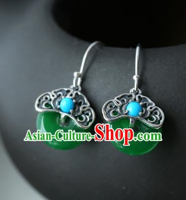 Handmade Chinese Traditional Ear Jewelry Silver Eardrop Classical Cheongsam Chrysoprase Earrings Accessories Handmade Chinese Traditional Ear Jewelry Silver Eardrop Classical Cheongsam Chrysoprase Earrings Accessories