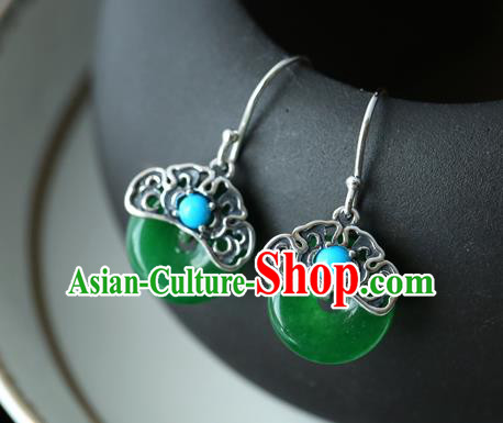 Handmade Chinese Traditional Ear Jewelry Silver Eardrop Classical Cheongsam Chrysoprase Earrings Accessories Handmade Chinese Traditional Ear Jewelry Silver Eardrop Classical Cheongsam Chrysoprase Earrings Accessories