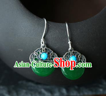 Handmade Chinese Traditional Ear Jewelry Silver Eardrop Classical Cheongsam Chrysoprase Earrings Accessories Handmade Chinese Traditional Ear Jewelry Silver Eardrop Classical Cheongsam Chrysoprase Earrings Accessories