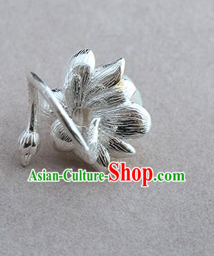 China Handmade Silver Carving Ring Traditional Jewelry Accessories White Jade Lotus Seedpod Circlet China Handmade Silver Carving Ring Traditional Jewelry Accessories White Jade Lotus Seedpod Circlet