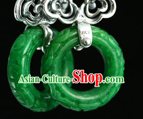 Handmade Chinese Traditional Silver Carving Cloud Ear Jewelry Eardrop Accessories Palace Jade Earrings Handmade Chinese Traditional Silver Carving Cloud Ear Jewelry Eardrop Accessories Palace Jade Earrings
