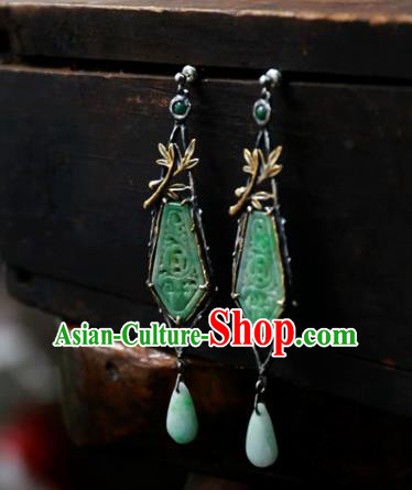 China Handmade Jade Ear Accessories Traditional Cheongsam Earrings National Jewelry China Handmade Jade Ear Accessories Traditional Cheongsam Earrings National Jewelry