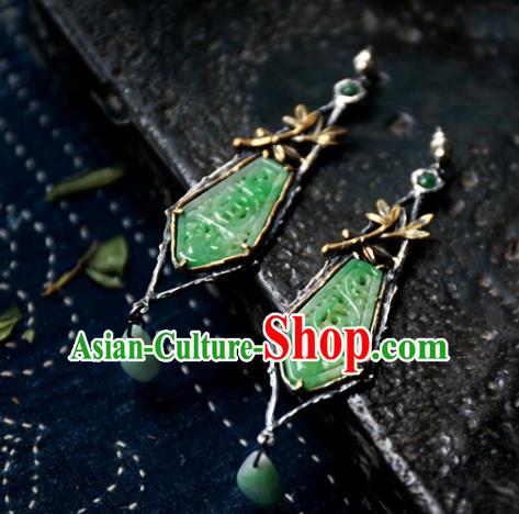 China Handmade Jade Ear Accessories Traditional Cheongsam Earrings National Jewelry China Handmade Jade Ear Accessories Traditional Cheongsam Earrings National Jewelry