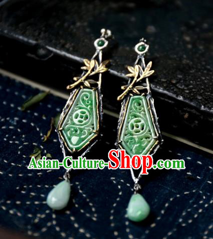 China Handmade Jade Ear Accessories Traditional Cheongsam Earrings National Jewelry China Handmade Jade Ear Accessories Traditional Cheongsam Earrings National Jewelry