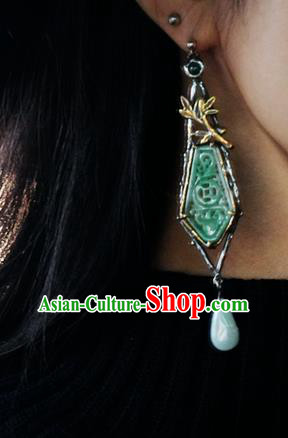 China Handmade Jade Ear Accessories Traditional Cheongsam Earrings National Jewelry China Handmade Jade Ear Accessories Traditional Cheongsam Earrings National Jewelry