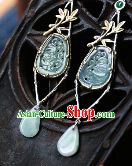 China National Jade Jewelry Traditional Cheongsam Earrings Handmade Ear Accessories China National Jade Jewelry Traditional Cheongsam Earrings Handmade Ear Accessories