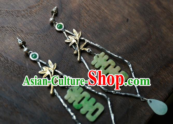 China Traditional Wedding Jewelry National Cheongsam Earrings Handmade Jade Ear Accessories China Traditional Wedding Jewelry National Cheongsam Earrings Handmade Jade Ear Accessories