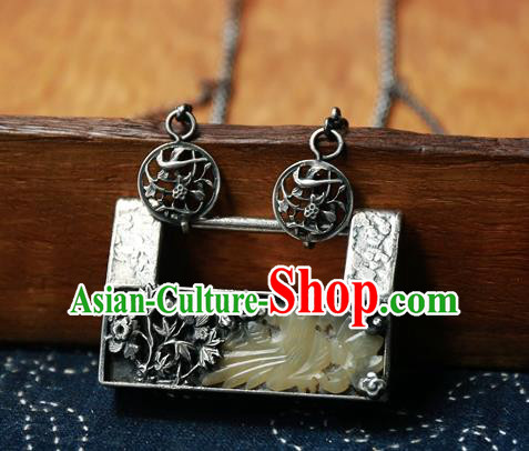 Handmade China Qing Dynasty Accessories Traditional Retro Necklace Pendant National Silver Lock Jewelry Handmade China Qing Dynasty Accessories Traditional Retro Necklace Pendant National Silver Lock Jewelry