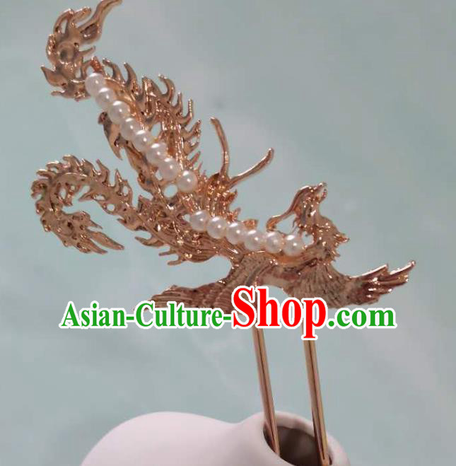 China Ming Dynasty Hair Stick Traditional Hanfu Hair Accessories Ancient Golden Phoenix Hairpins China Ming Dynasty Hair Stick Traditional Hanfu Hair Accessories Ancient Golden Phoenix Hairpins