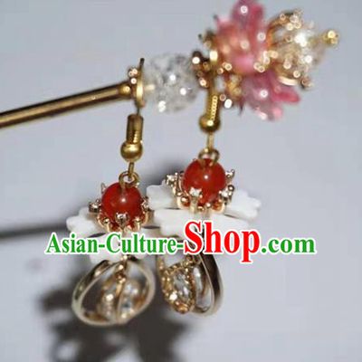 China Cheongsam Classical Earrings Traditional Ming Dynasty Jewelry Ornaments Handmade Ancient Princess Ear Accessories