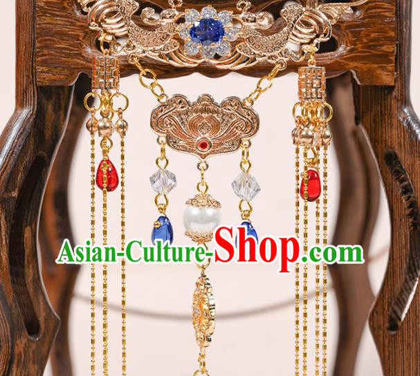 China Traditional Ancient Princess Zircon Necklace Handmade Ming Dynasty Court Golden Jewelry Accessories China Traditional Ancient Princess Zircon Necklace Handmade Ming Dynasty Court Golden Jewelry Accessories