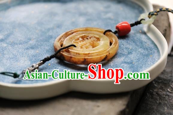 Traditional Yellow Jade Waist Accessories China Handmade Jewelry National Tassel Pendant Traditional Yellow Jade Waist Accessories China Handmade Jewelry National Tassel Pendant