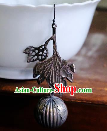 China National Cheongsam Earrings Handmade Silver Carving Pumpkin Ear Accessories Traditional Jewelry Ornaments China National Cheongsam Earrings Handmade Silver Carving Pumpkin Ear Accessories Traditional Jewelry Ornaments