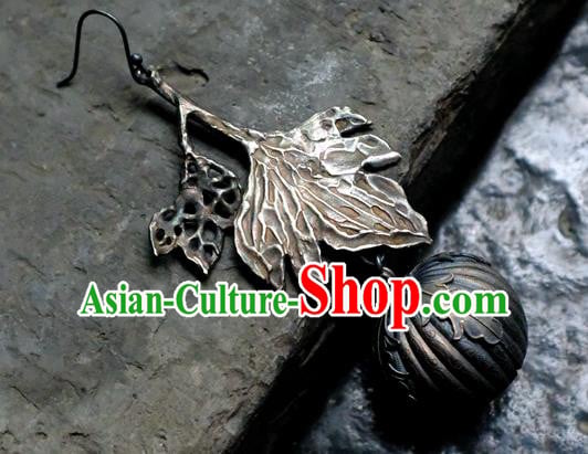 China National Cheongsam Earrings Handmade Silver Carving Pumpkin Ear Accessories Traditional Jewelry Ornaments China National Cheongsam Earrings Handmade Silver Carving Pumpkin Ear Accessories Traditional Jewelry Ornaments
