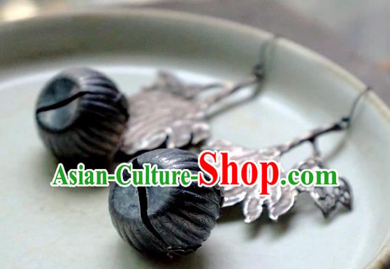 China National Cheongsam Earrings Handmade Silver Carving Pumpkin Ear Accessories Traditional Jewelry Ornaments China National Cheongsam Earrings Handmade Silver Carving Pumpkin Ear Accessories Traditional Jewelry Ornaments