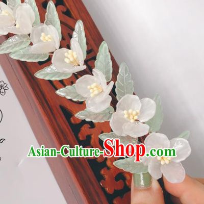 China Traditional Hanfu White Flowers Hair Comb Song Dynasty Hair Accessories Ancient Princess Hairpin