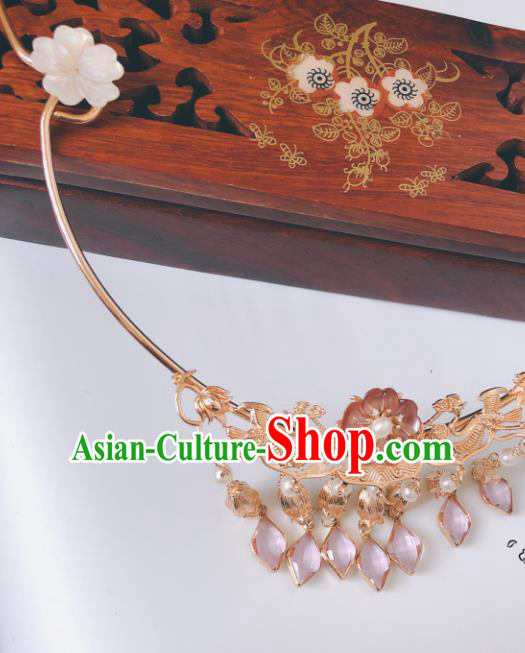 China Traditional Handmade Jewelry Accessories Ancient Noble Lady Golden Phoenix Necklace China Traditional Handmade Jewelry Accessories Ancient Noble Lady Golden Phoenix Necklace
