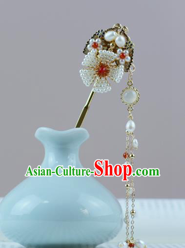 China Traditional Hanfu Pearls Hair Accessories Ancient Ming Dynasty Court Princess Tassel Hairpin China Traditional Hanfu Pearls Hair Accessories Ancient Ming Dynasty Court Princess Tassel Hairpin