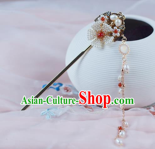 China Traditional Hanfu Pearls Hair Accessories Ancient Ming Dynasty Court Princess Tassel Hairpin China Traditional Hanfu Pearls Hair Accessories Ancient Ming Dynasty Court Princess Tassel Hairpin