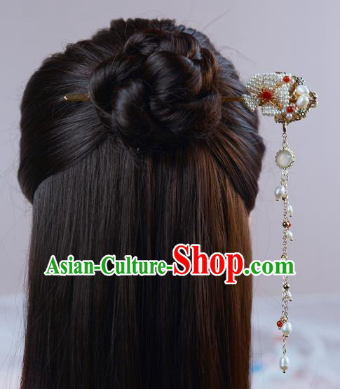 China Traditional Hanfu Pearls Hair Accessories Ancient Ming Dynasty Court Princess Tassel Hairpin China Traditional Hanfu Pearls Hair Accessories Ancient Ming Dynasty Court Princess Tassel Hairpin