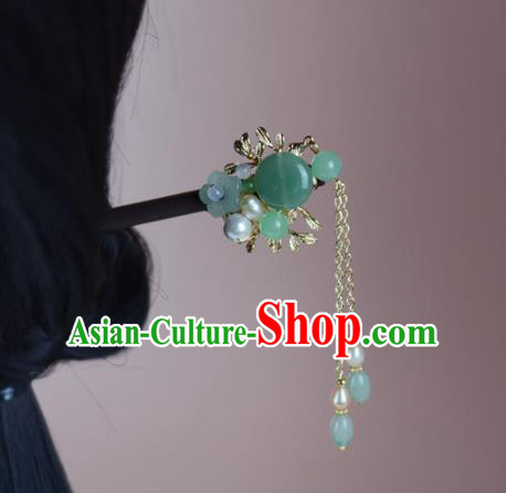 China Classical Cheongsam Wood Hair Stick Traditional Hair Accessories Jade Hairpin