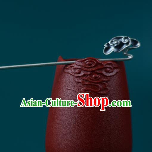 China Handmade Silver Carving Cloud Hairpin Traditional Hair Accessories Classical Cheongsam Hair Stick China Handmade Silver Carving Cloud Hairpin Traditional Hair Accessories Classical Cheongsam Hair Stick