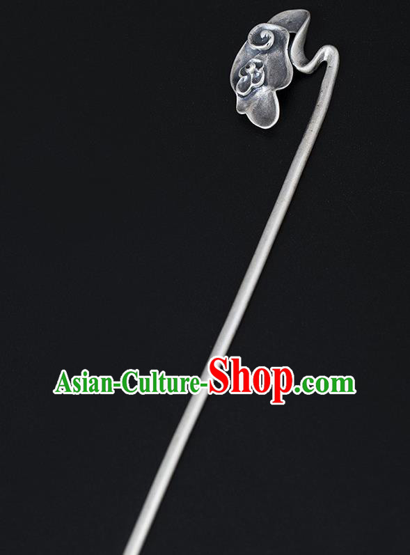 China Handmade Silver Carving Cloud Hairpin Traditional Hair Accessories Classical Cheongsam Hair Stick China Handmade Silver Carving Cloud Hairpin Traditional Hair Accessories Classical Cheongsam Hair Stick
