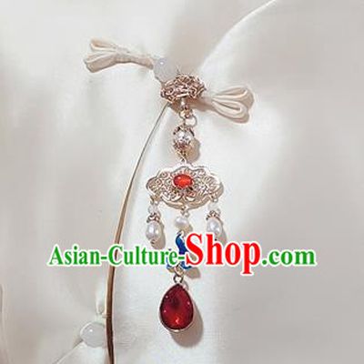 Chinese Traditional Cheongsam Jewelry Pendant Tassel Accessories Handmade Red Crystal Brooch