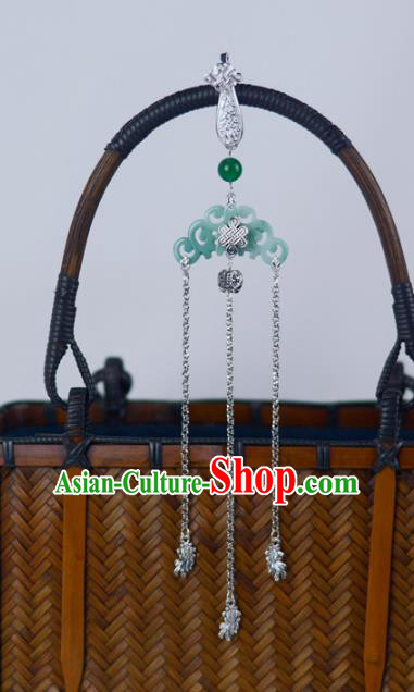 Chinese Traditional Cheongsam Jade Jewelry Pendant Accessories Handmade Argent Tassel Brooch Chinese Traditional Cheongsam Jade Jewelry Pendant Accessories Handmade Argent Tassel Brooch