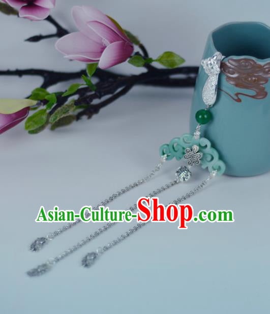 Chinese Traditional Cheongsam Jade Jewelry Pendant Accessories Handmade Argent Tassel Brooch Chinese Traditional Cheongsam Jade Jewelry Pendant Accessories Handmade Argent Tassel Brooch